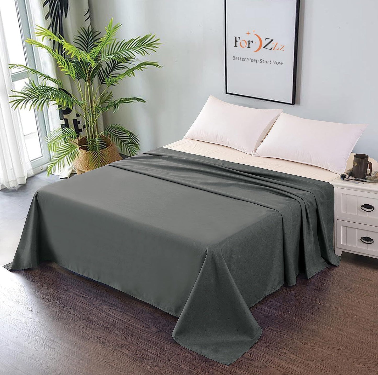 Elegant Comfort Premium Hotel Quality 1-Piece Queen Flat Sheet, Luxury and Softest 2000 Thread Count Bedding V1317-QS9-AUQ-CD-SH