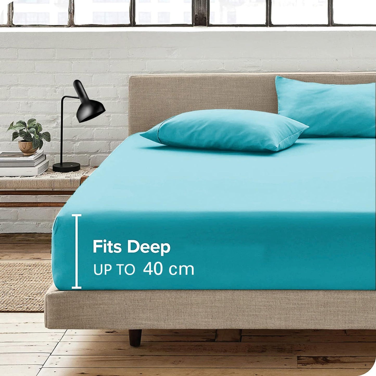 Hotel Quality Fitted Sheet - 1 Piece Fitted Sheet -Breathable Bedding - Wrinkle, Fade, Stain Resistant- V1317-QS9-AUQ-CL-BL