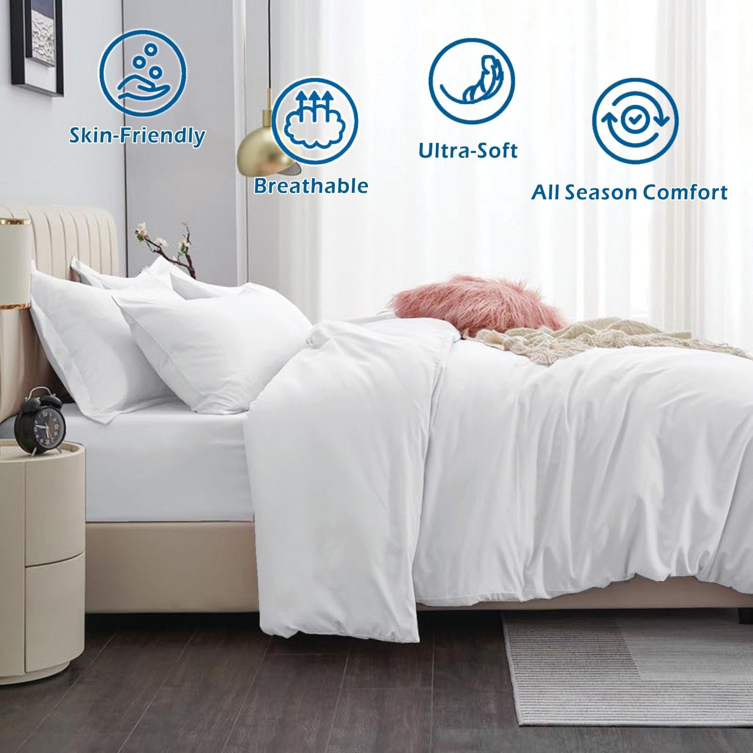 2 Piece Hotel Soft Microfiber Quilt Cover Set-2000TC Duvet/Donna Cover Set & Pillowcases -1 Quilt Cover V1317-QS9-AUS-3JT-BZ-BAI
