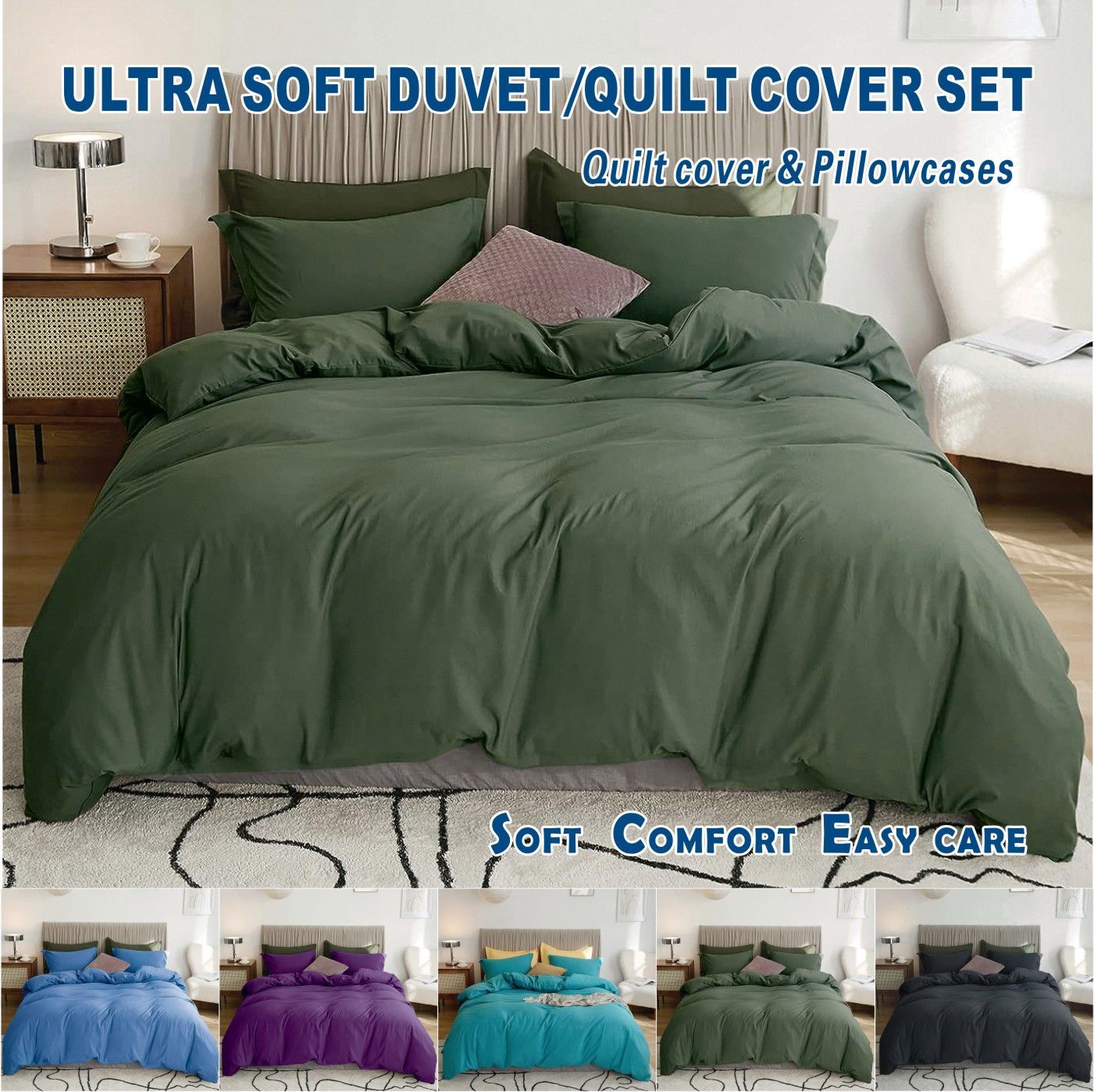 2 Piece Hotel Soft Microfiber Quilt Cover Set-2000TC Duvet/Donna Cover Set & Pillowcases -1 Quilt Cover V1317-QS9-AUS-3JT-BZ-JL