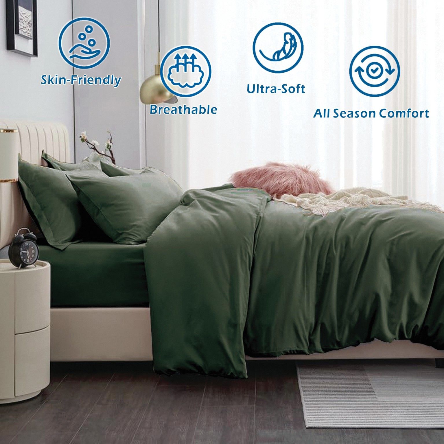 2 Piece Hotel Soft Microfiber Quilt Cover Set-2000TC Duvet/Donna Cover Set & Pillowcases -1 Quilt Cover V1317-QS9-AUS-3JT-BZ-JL