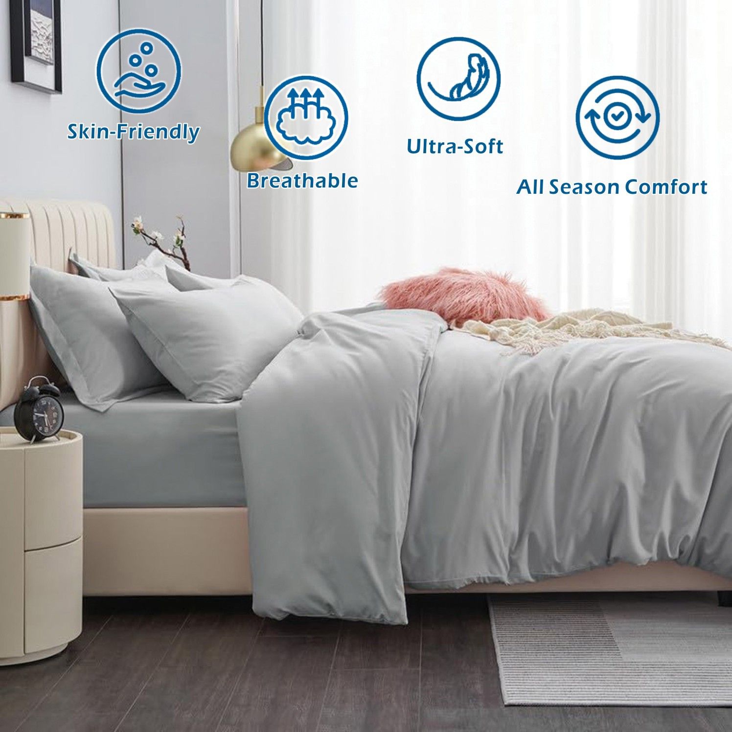 2 Piece Hotel Soft Microfiber Quilt Cover Set-2000TC Duvet/Donna Cover Set & Pillowcases -1 Quilt Cover V1317-QS9-AUS-3JT-BZ-YH
