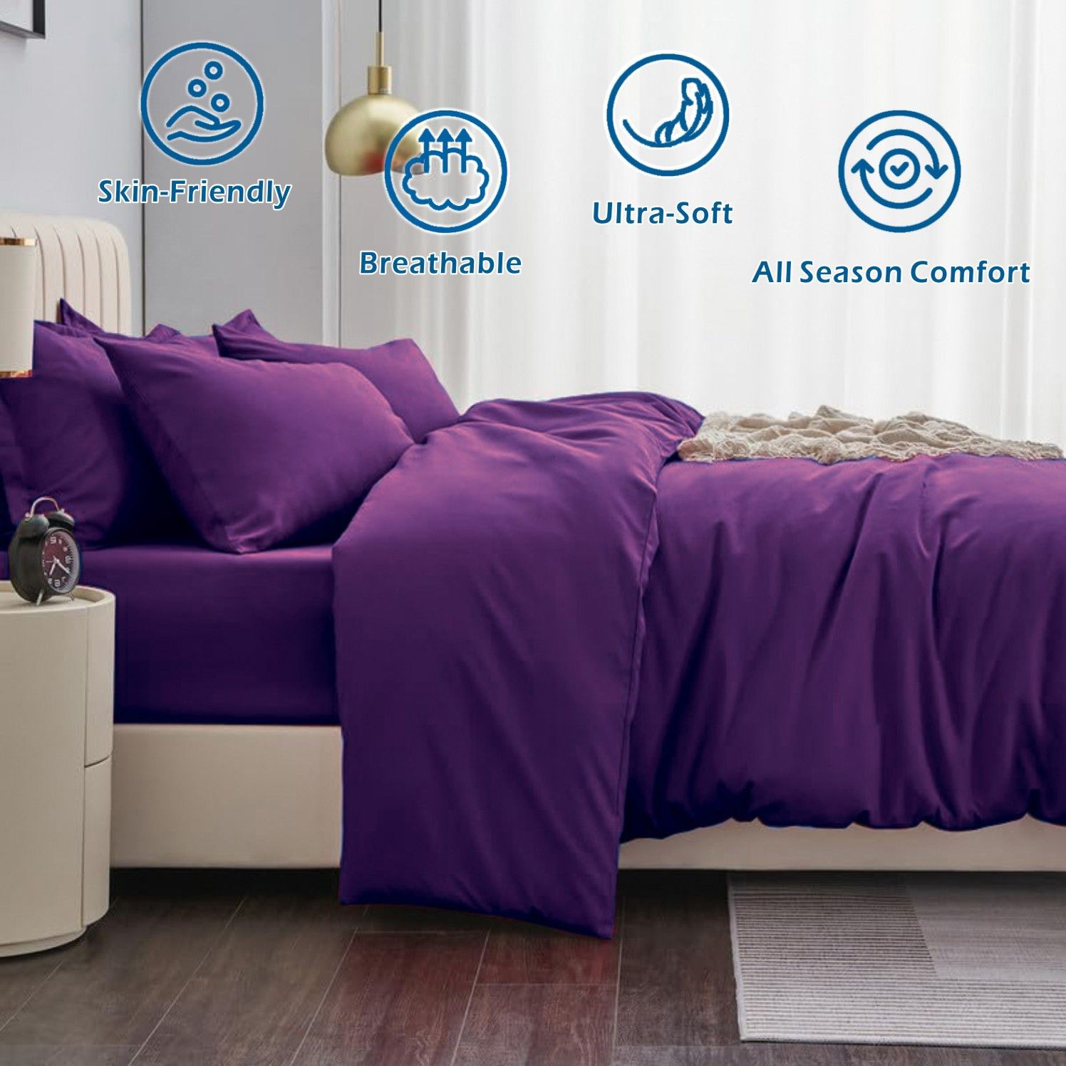 2 Piece Hotel Soft Microfiber Quilt Cover Set-2000TC Duvet/Donna Cover Set & Pillowcases -1 Quilt Cover V1317-QS9-AUS-3JT-BZ-ZI