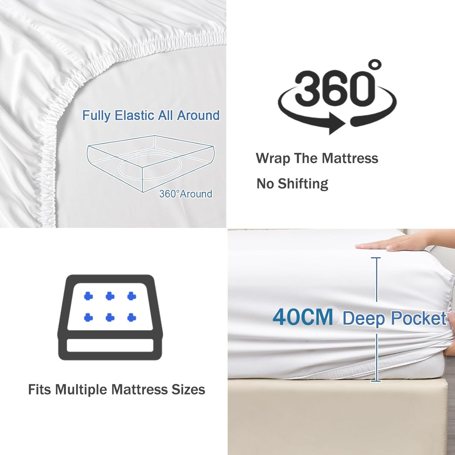 2 Piece Fitted Sheet Set- Fitted Sheet & Pillowcases -Breathable Bedding - Wrinkle, Fade, Stain Resistant- V1317-QS9-AUS-3JT-CL-BB