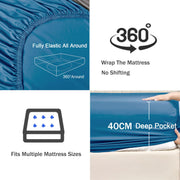 2 Piece Fitted Sheet Set- Fitted Sheet & Pillowcases -Breathable Bedding - Wrinkle, Fade, Stain Resistant- V1317-QS9-AUS-3JT-CL-HL