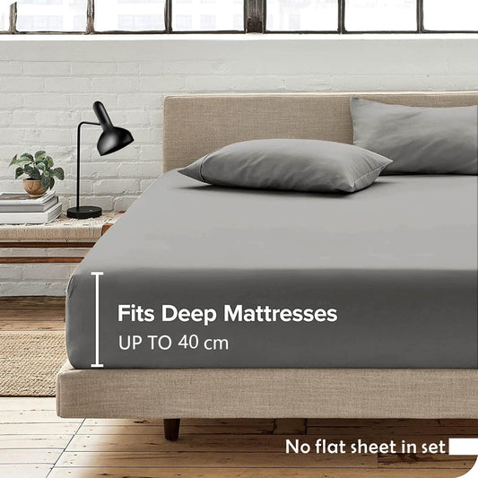 2 Piece Fitted Sheet Set- Fitted Sheet & Pillowcases -Breathable Bedding - Wrinkle, Fade, Stain Resistant- V1317-QS9-AUS-3JT-CL-HUI