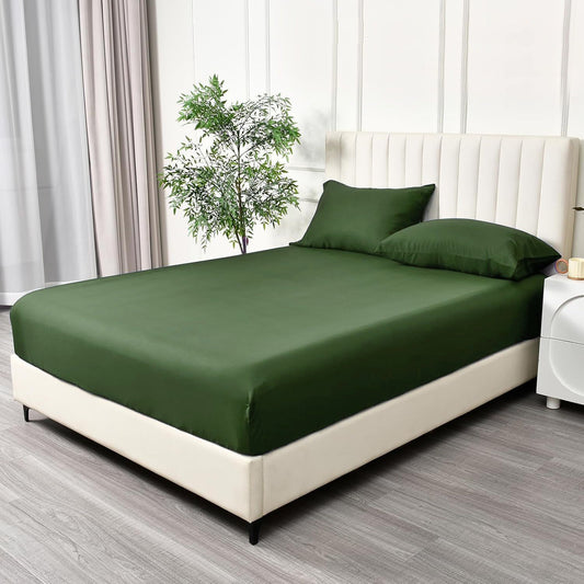 2 Piece Fitted Sheet Set- Fitted Sheet & Pillowcases -Breathable Bedding - Wrinkle, Fade, Stain Resistant- V1317-QS9-AUS-3JT-CL-JL