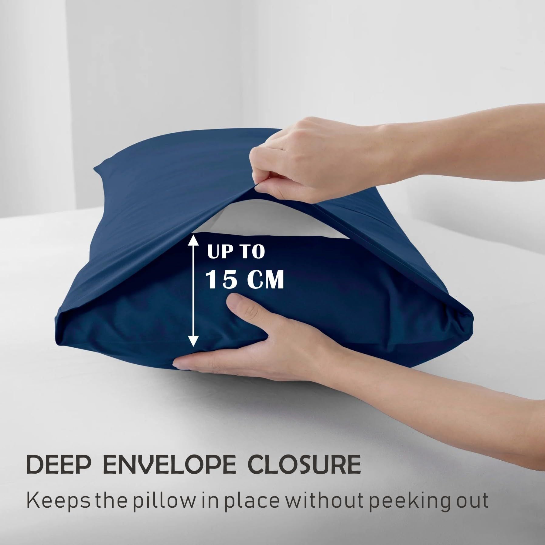 2 Piece Fitted Sheet Set- Fitted Sheet & Pillowcases -Breathable Bedding - Wrinkle, Fade, Stain Resistant- V1317-QS9-AUS-3JT-CL-NV