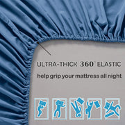 2 Piece Fitted Sheet Set- Fitted Sheet & Pillowcases -Breathable Bedding - Wrinkle, Fade, Stain Resistant- V1317-QS9-AUS-3JT-CL-NV