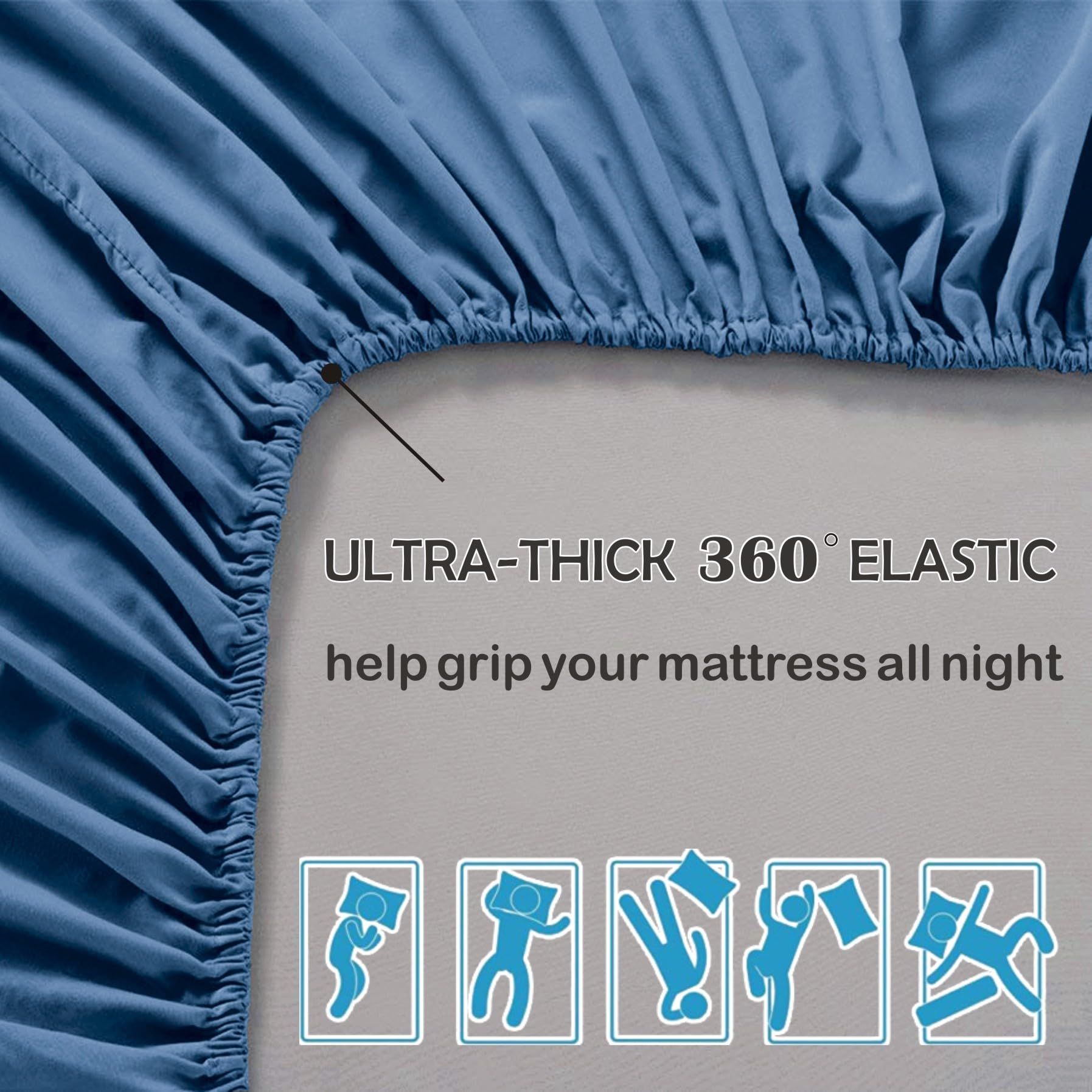 2 Piece Fitted Sheet Set- Fitted Sheet & Pillowcases -Breathable Bedding - Wrinkle, Fade, Stain Resistant- V1317-QS9-AUS-3JT-CL-NV