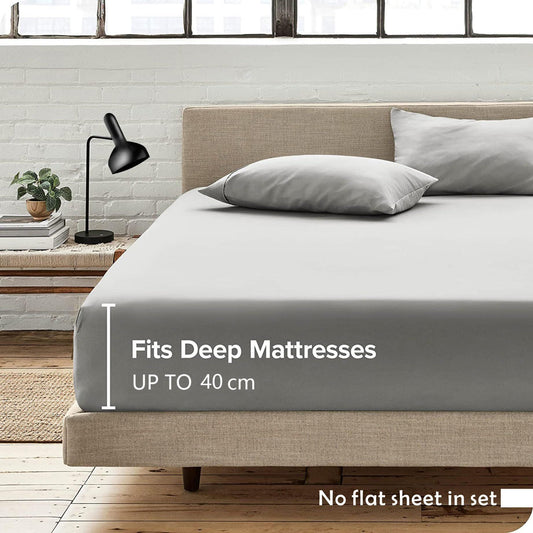 2 Piece Fitted Sheet Set- Fitted Sheet & Pillowcases -Breathable Bedding - Wrinkle, Fade, Stain Resistant- V1317-QS9-AUS-3JT-CL-YH
