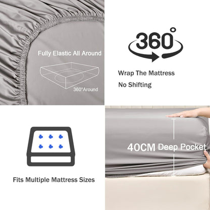 2 Piece Fitted Sheet Set- Fitted Sheet & Pillowcases -Breathable Bedding - Wrinkle, Fade, Stain Resistant- V1317-QS9-AUS-3JT-CL-YH