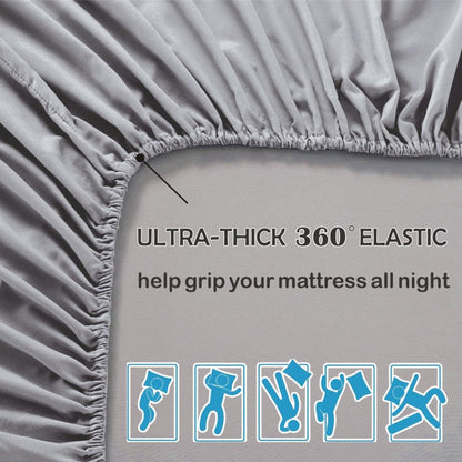 2 Piece Fitted Sheet Set- Fitted Sheet & Pillowcases -Breathable Bedding - Wrinkle, Fade, Stain Resistant- V1317-QS9-AUS-3JT-CL-YH