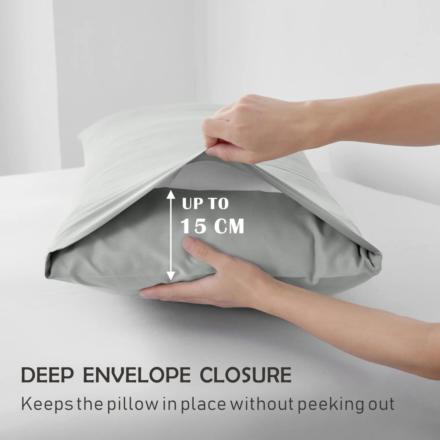 2 Piece Fitted Sheet Set- Fitted Sheet & Pillowcases -Breathable Bedding - Wrinkle, Fade, Stain Resistant- 40cm Deep Pocket Fitted Bed Sheet Set(Silver-gray,Single)