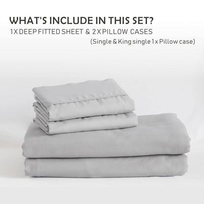 2 Piece Fitted Sheet Set- Fitted Sheet & Pillowcases -Breathable Bedding - Wrinkle, Fade, Stain Resistant- V1317-QS9-AUS-3JT-CL-YH