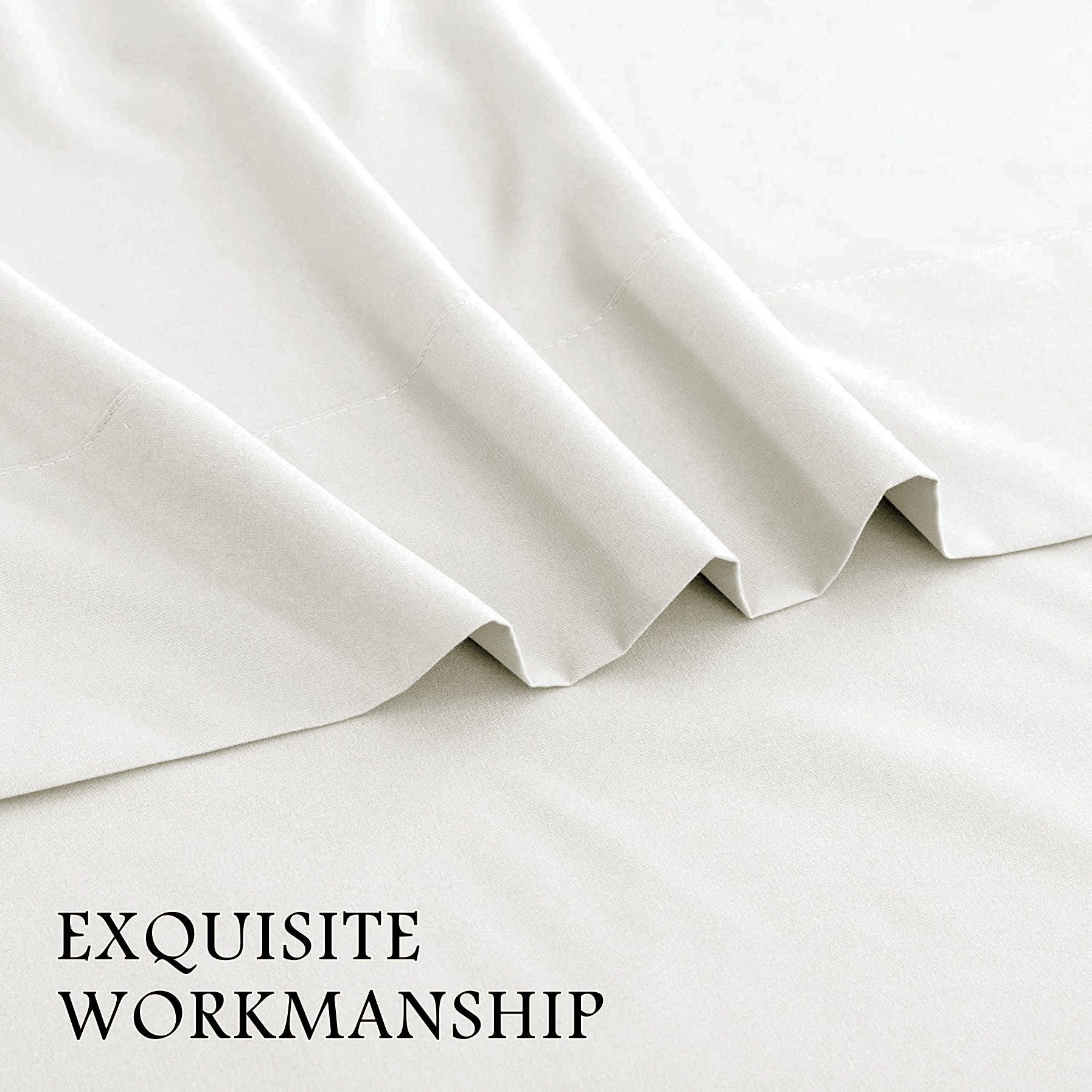 3 Piece Bed Sheet Set- Bedding Sheets & Pillowcases -Breathable Bedding - Wrinkle, Fade, Stain Resistant-Deep Pocket Flat Fitted Bed Sheet Set(Raw white,Single)