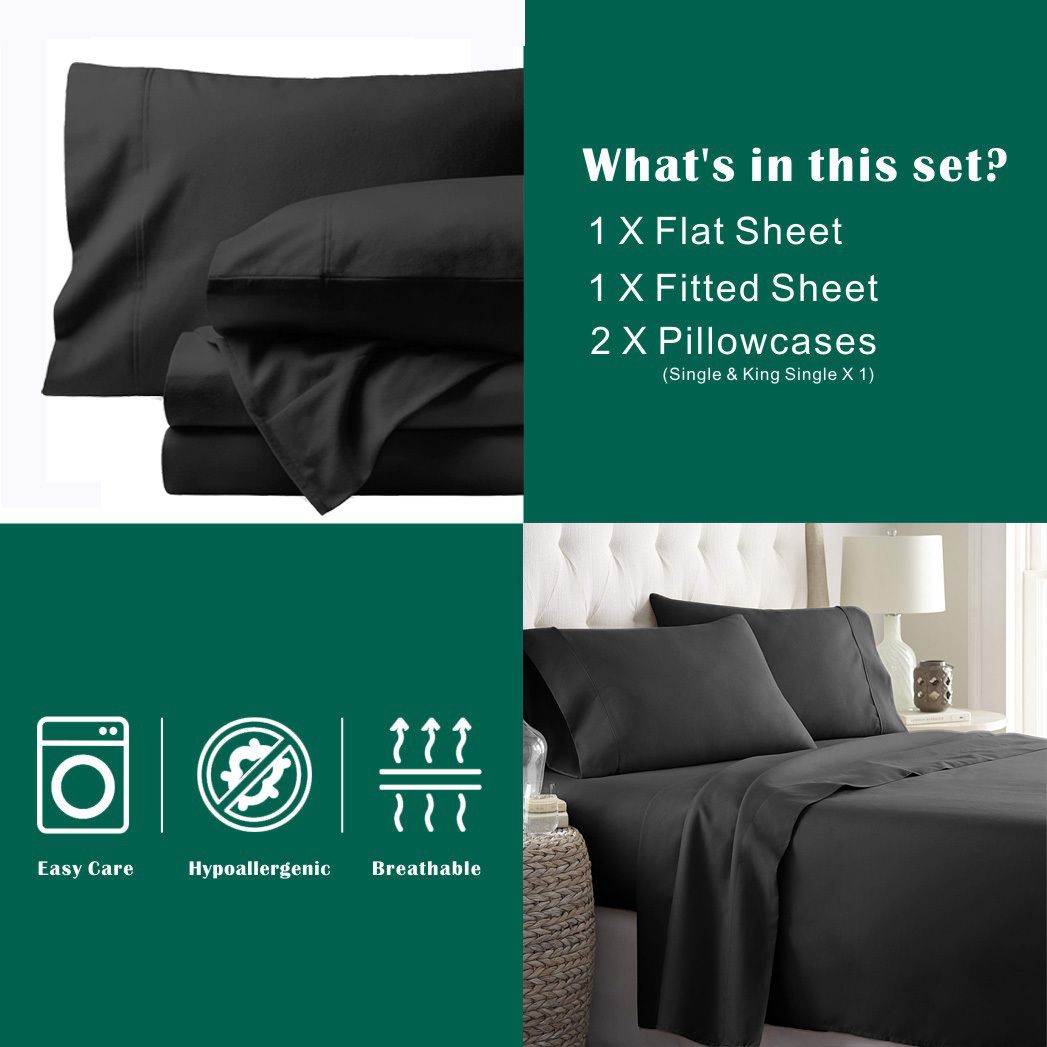 3 Piece Bed Sheet Set- Bedding Sheets & Pillowcases -Breathable Bedding - Wrinkle, Fade, Stain Resistant-Deep V1317-QS9-AUS-4JT-HEI