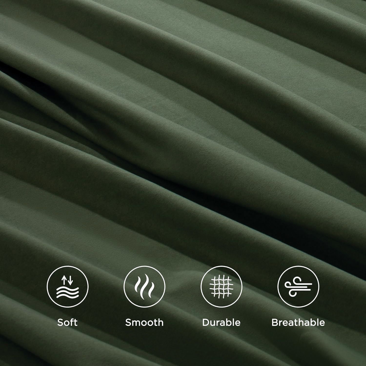 3 Piece Bed Sheet Set- Bedding Sheets & Pillowcases -Breathable Bedding - Wrinkle, Fade, Stain Resistant-Deep Pocket Flat Fitted Bed Sheet Set(Olive green,Single)
