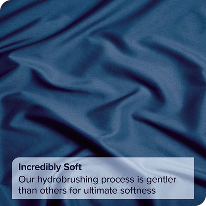 3 Piece Bed Sheet Set- Bedding Sheets & Pillowcases -Breathable Bedding - Wrinkle, Fade, Stain Resistant-Deep Pocket Flat Fitted Bed Sheet Set(Navy,Single)