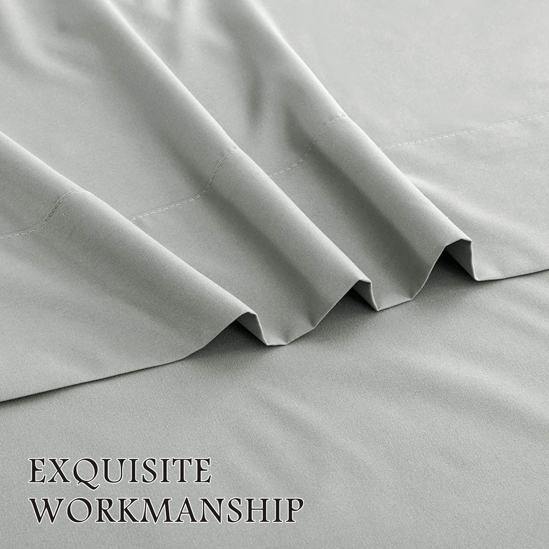 3 Piece Bed Sheet Set- Bedding Sheets & Pillowcases -Breathable Bedding - Wrinkle, Fade, Stain Resistant-Deep Pocket Flat Fitted Bed Sheet Set(Silver-gray,Single)