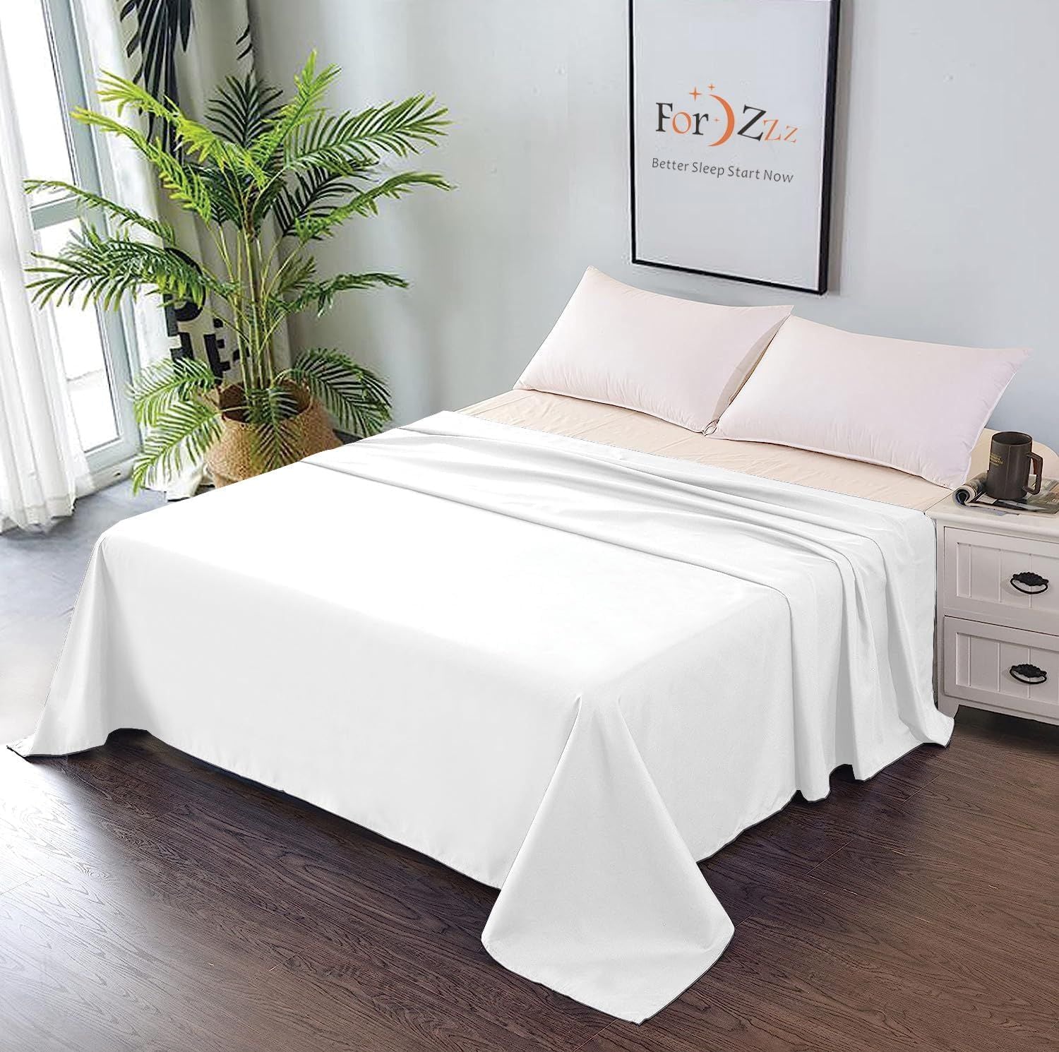 Elegant Comfort Premium Hotel Quality 1-Piece Single Flat Sheet, Luxury and Softest 2000 Thread Count Bedding V1317-QS9-AUS-CD-BAI