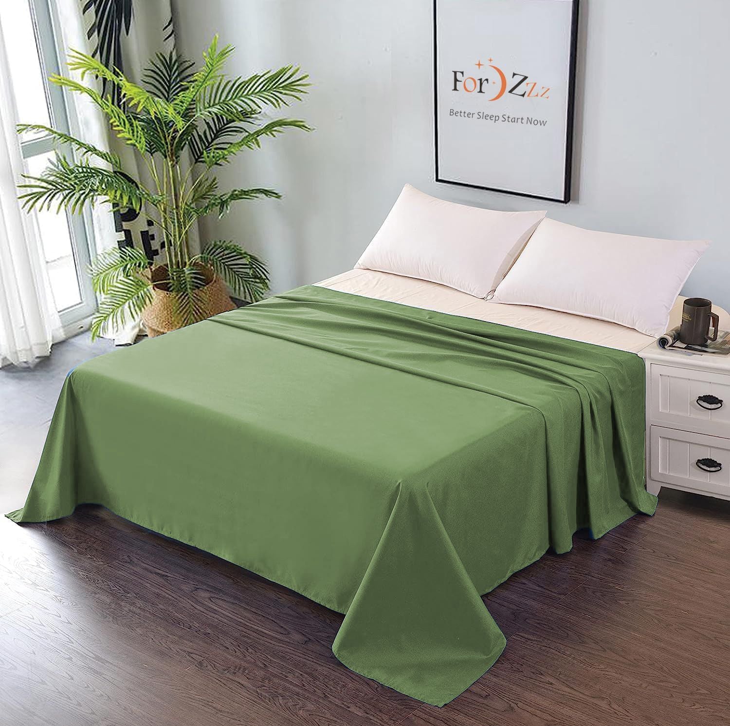 Elegant Comfort Premium Hotel Quality 1-Piece Single Flat Sheet, Luxury and Softest 2000 Thread Count Bedding V1317-QS9-AUS-CD-JL