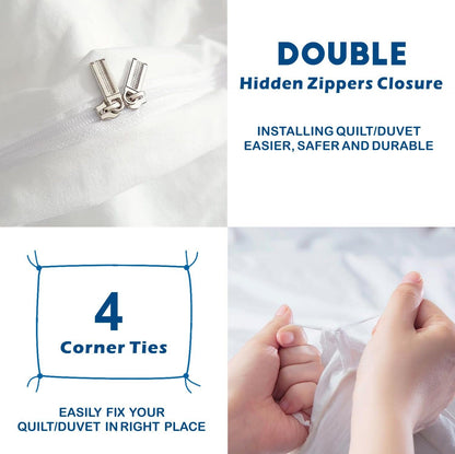 3 Piece Hotel Soft Microfiber Quilt Cover Set-2000TC Duvet/Donna Cover Set & Pillowcases -1 Quilt Cover V1317-QS9-AUSK-3JT-BZ-BAI