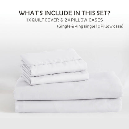 3 Piece Hotel Soft Microfiber Quilt Cover Set-2000TC Duvet/Donna Cover Set & Pillowcases -1 Quilt Cover Zipper Closure & 1 x Pillowcases-Breathable Bedding - Wrinkle, Fade, Stain Resistant(White,Super King)