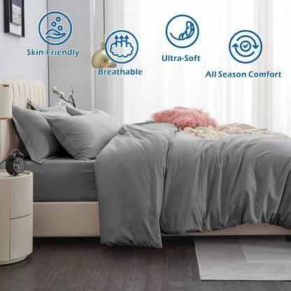 3 Piece Hotel Soft Microfiber Quilt Cover Set-2000TC Duvet/Donna Cover Set & Pillowcases -1 Quilt Cover V1317-QS9-AUSK-3JT-BZ-HUI