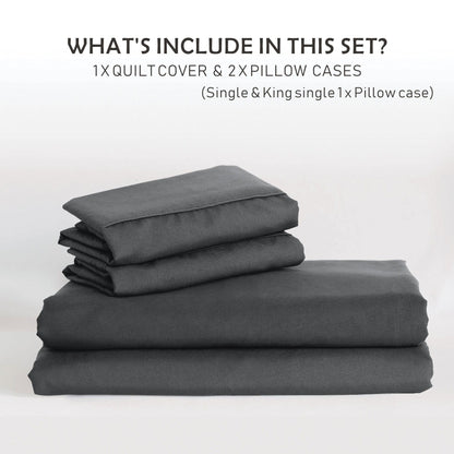 3 Piece Hotel Soft Microfiber Quilt Cover Set-2000TC Duvet/Donna Cover Set & Pillowcases -1 Quilt Cover V1317-QS9-AUSK-3JT-BZ-SH