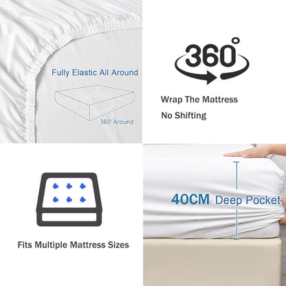 3 Piece Fitted Sheet Set- Fitted Sheet & Pillowcases -Breathable Bedding - Wrinkle, Fade, Stain Resistant- V1317-QS9-AUSK-3JT-CL-BB