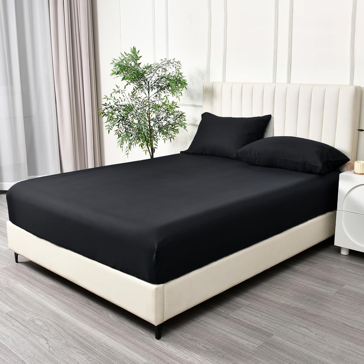 3 Piece Fitted Sheet Set- Fitted Sheet & Pillowcases -Breathable Bedding - Wrinkle, Fade, Stain Resistant- V1317-QS9-AUSK-3JT-CL-HEI