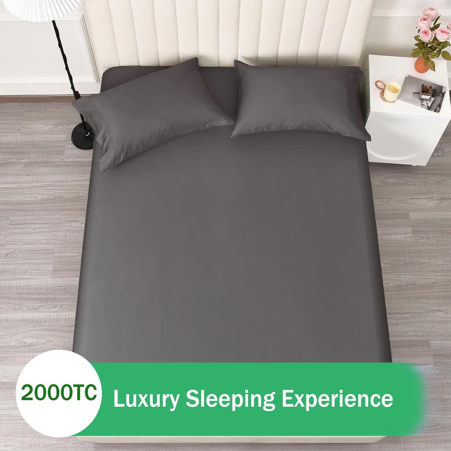 3 Piece Fitted Sheet Set- Fitted Sheet & Pillowcases -Breathable Bedding - Wrinkle, Fade, Stain Resistant- V1317-QS9-AUSK-3JT-CL-SH