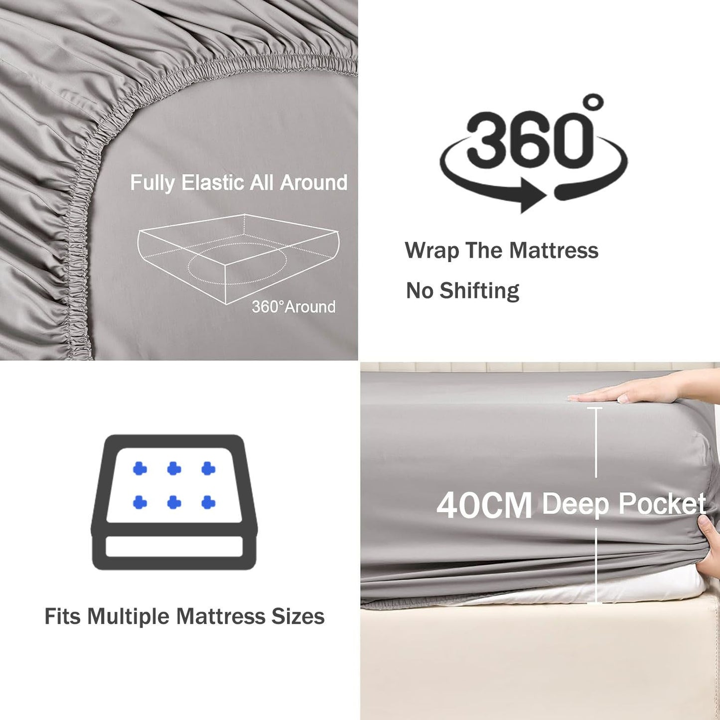 3 Piece Fitted Sheet Set- Fitted Sheet & Pillowcases -Breathable Bedding - Wrinkle, Fade, Stain Resistant- V1317-QS9-AUSK-3JT-CL-YH