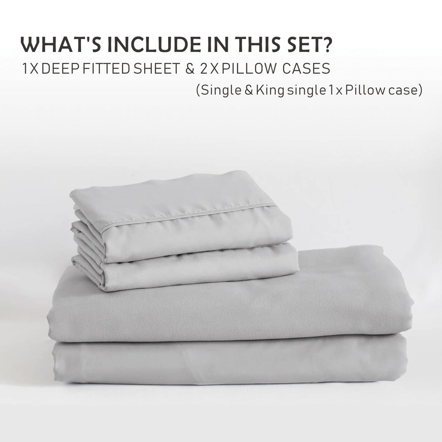 3 Piece Fitted Sheet Set- Fitted Sheet & Pillowcases -Breathable Bedding - Wrinkle, Fade, Stain Resistant- V1317-QS9-AUSK-3JT-CL-YH