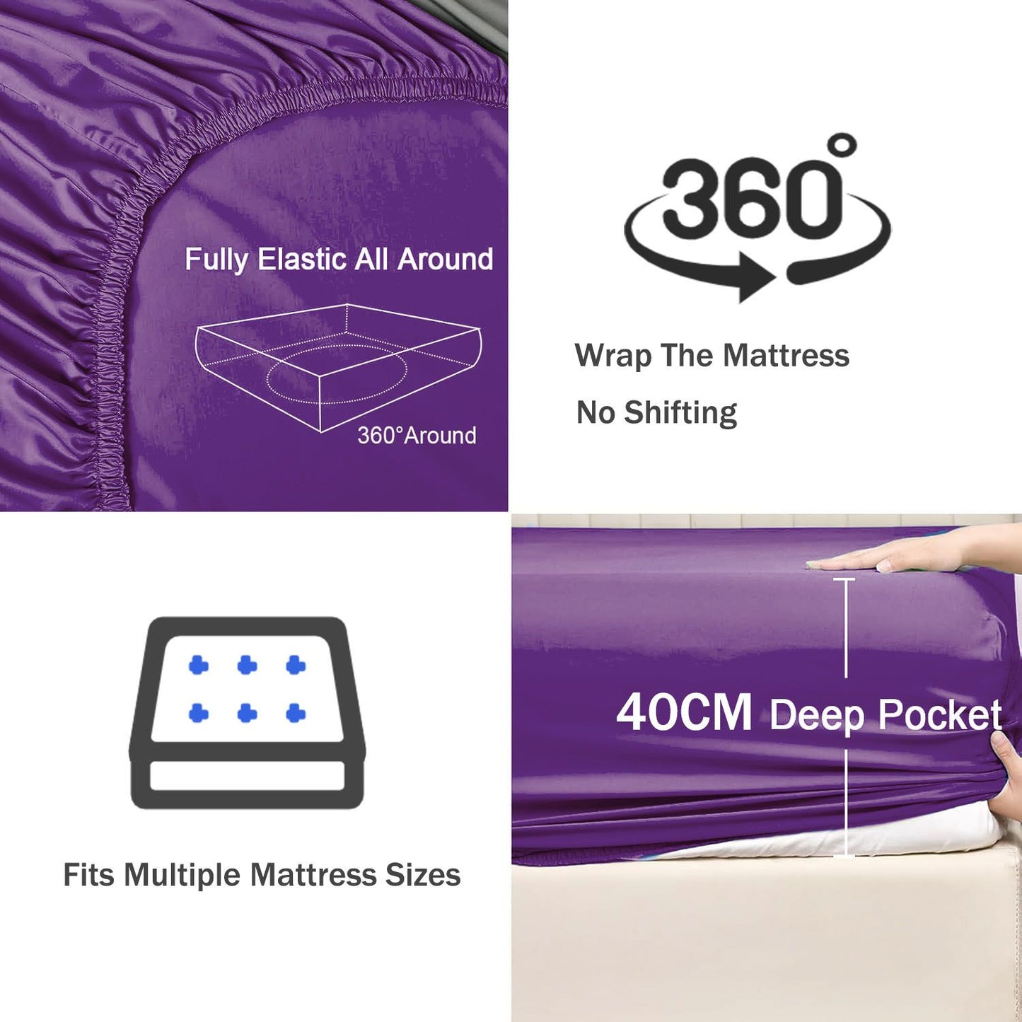 3 Piece Fitted Sheet Set- Fitted Sheet & Pillowcases -Breathable Bedding - Wrinkle, Fade, Stain Resistant- V1317-QS9-AUSK-3JT-CL-ZI