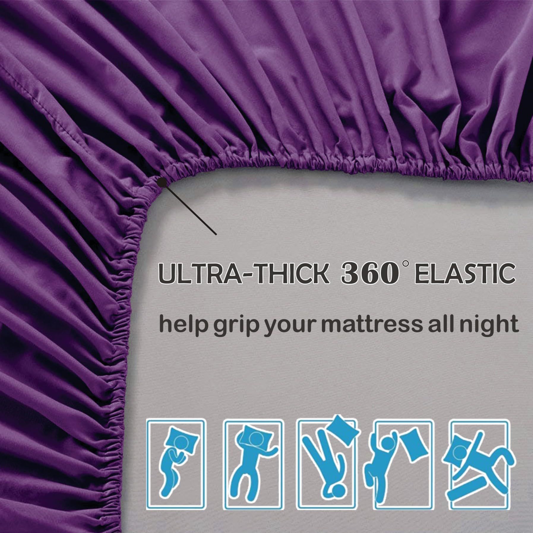 3 Piece Fitted Sheet Set- Fitted Sheet & Pillowcases -Breathable Bedding - Wrinkle, Fade, Stain Resistant- V1317-QS9-AUSK-3JT-CL-ZI