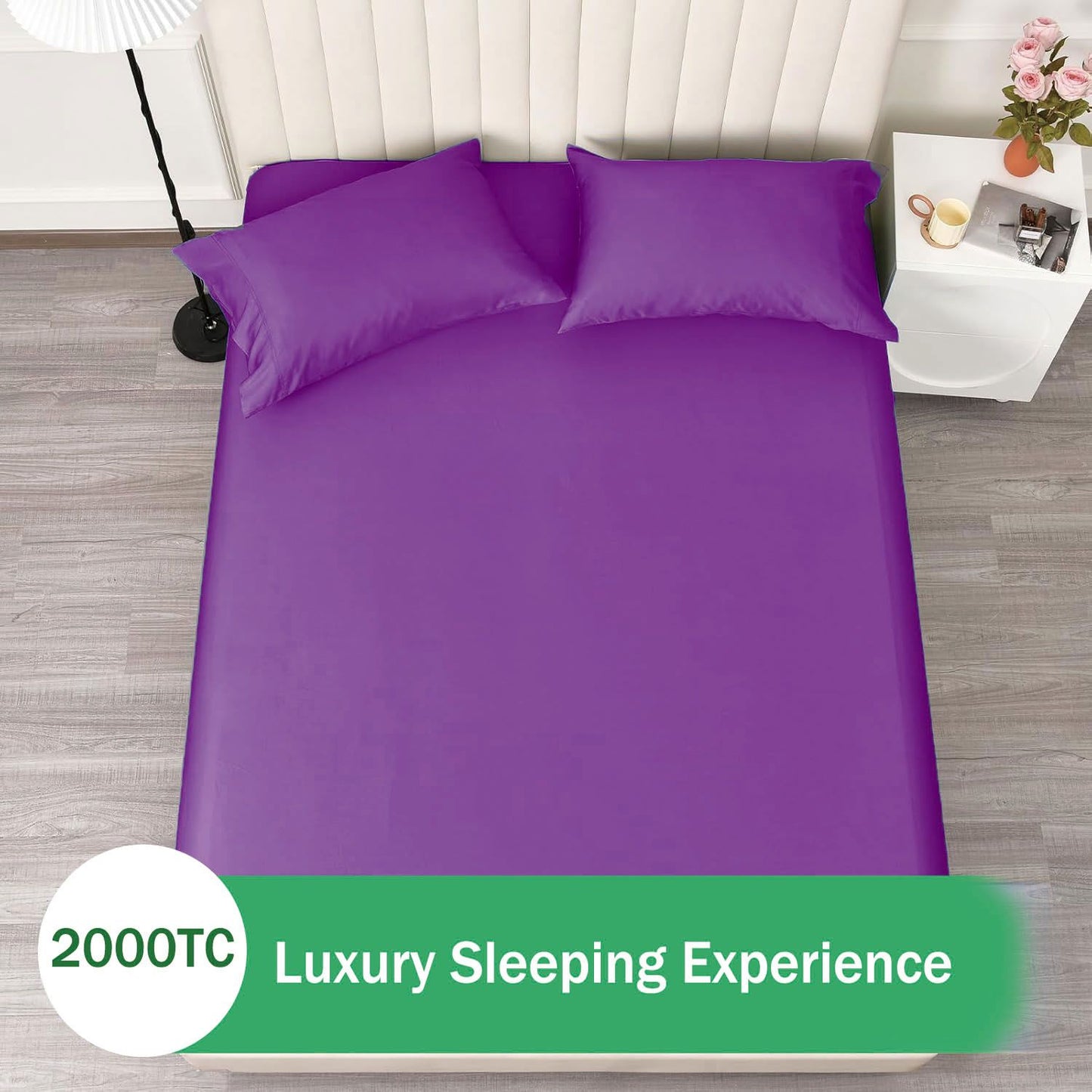 3 Piece Fitted Sheet Set- Fitted Sheet & Pillowcases -Breathable Bedding - Wrinkle, Fade, Stain Resistant- V1317-QS9-AUSK-3JT-CL-ZI
