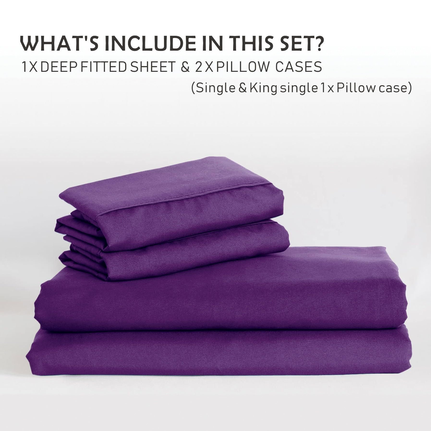 3 Piece Fitted Sheet Set- Fitted Sheet & Pillowcases -Breathable Bedding - Wrinkle, Fade, Stain Resistant- V1317-QS9-AUSK-3JT-CL-ZI