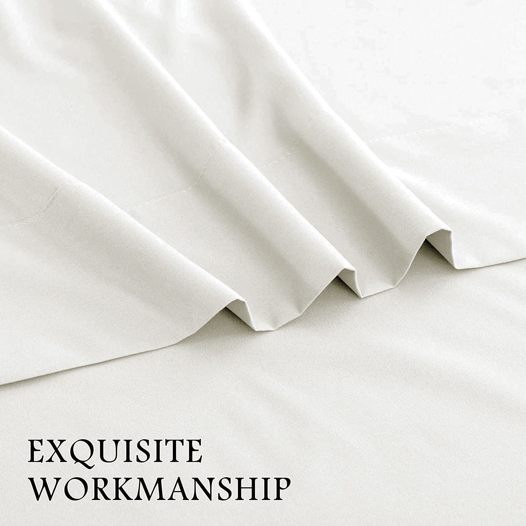 4 Piece Bed Sheet Set- Bedding Sheets & Pillowcases -Breathable Bedding - Wrinkle, Fade, Stain Resistant-Deep Pocket Flat Fitted Bed Sheet Set(Raw white,Super King)