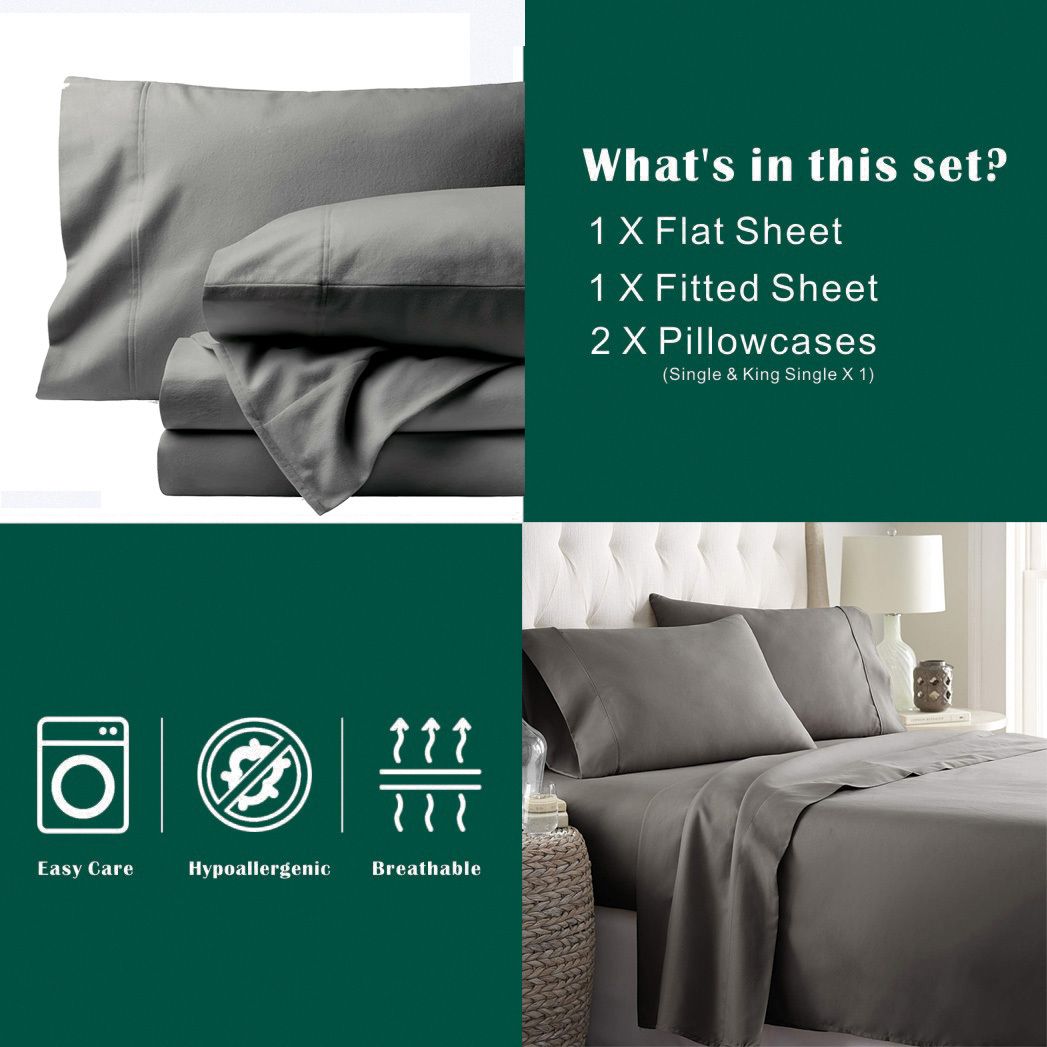 4 Piece Bed Sheet Set- Bedding Sheets & Pillowcases -Breathable Bedding - Wrinkle, Fade, Stain Resistant-Deep V1317-QS9-AUSK-4JT-HUI