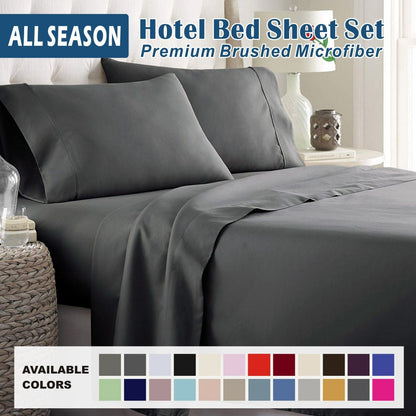 4 Piece Bed Sheet Set- Bedding Sheets & Pillowcases -Breathable Bedding - Wrinkle, Fade, Stain Resistant-Deep V1317-QS9-AUSK-4JT-SH