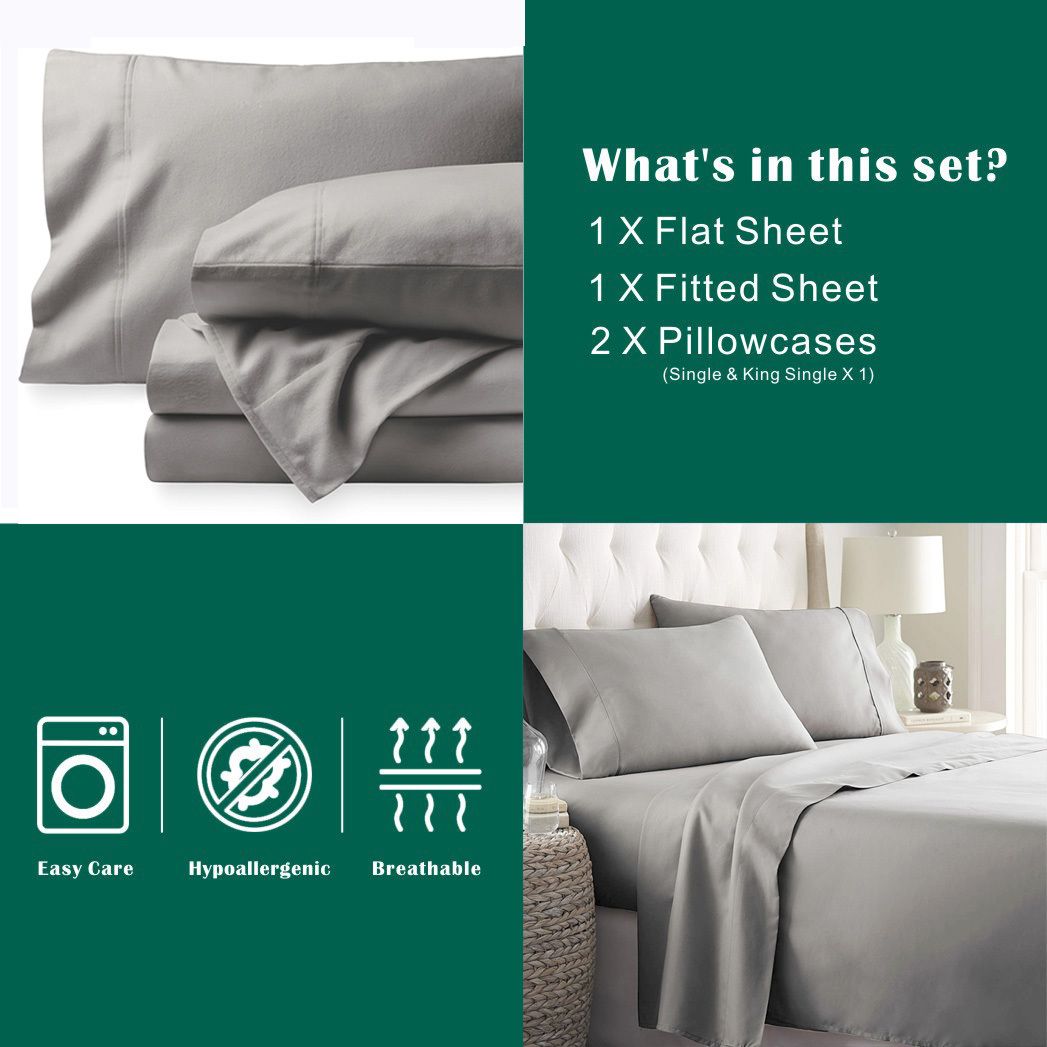 4 Piece Bed Sheet Set- Bedding Sheets & Pillowcases -Breathable Bedding - Wrinkle, Fade, Stain Resistant-Deep V1317-QS9-AUSK-4JT-YH