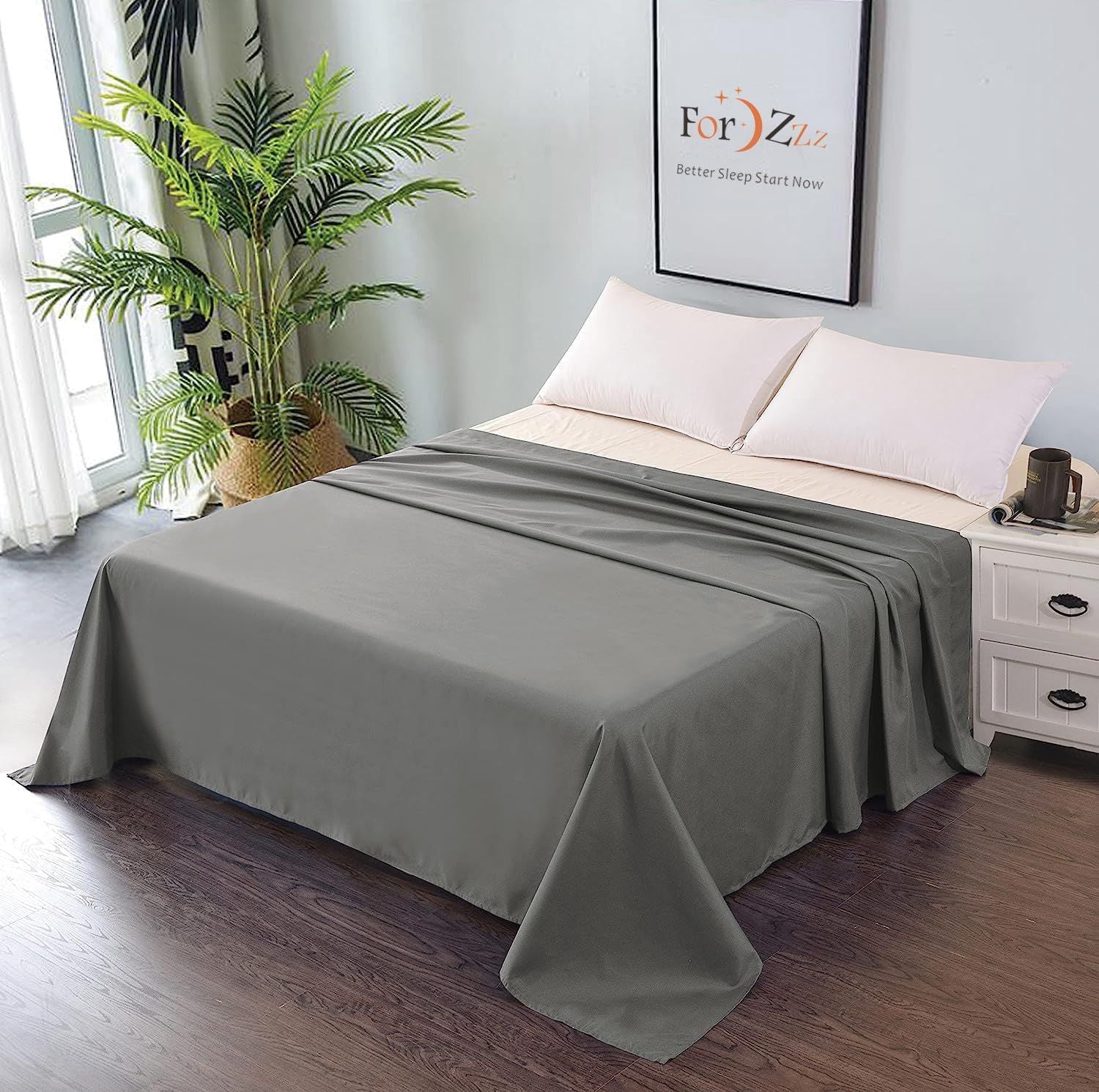 Elegant Comfort Premium Hotel Quality 1-Piece Super King Flat Sheet, Luxury and Softest 2000 Thread Count V1317-QS9-AUSK-CD-HUI