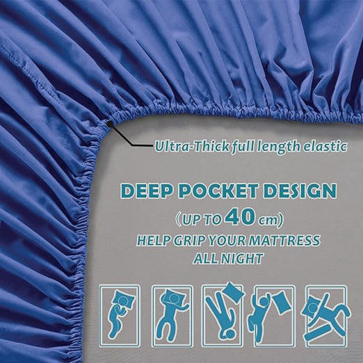 Hotel Quality Fitted Sheet - 1 Piece Fitted Sheet -Breathable Bedding - Wrinkle, Fade, Stain Resistant- V1317-QS9-AUSK-CL-HJL