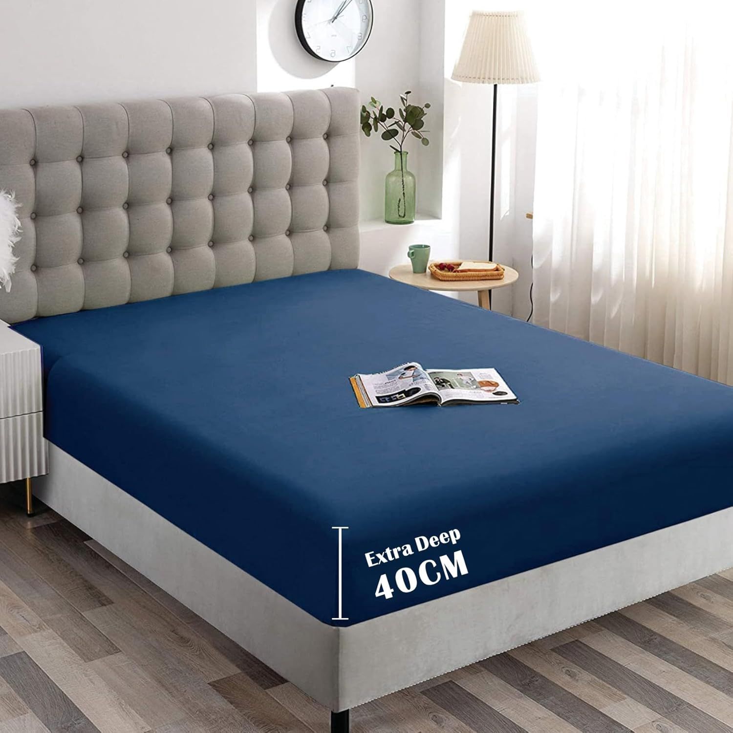 Hotel Quality Fitted Sheet - 1 Piece Fitted Sheet -Breathable Bedding - Wrinkle, Fade, Stain Resistant- V1317-QS9-AUSK-CL-NV