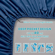 Hotel Quality Fitted Sheet - 1 Piece Fitted Sheet -Breathable Bedding - Wrinkle, Fade, Stain Resistant- V1317-QS9-AUSK-CL-NV