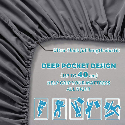 Hotel Quality Fitted Sheet - 1 Piece Fitted Sheet -Breathable Bedding - Wrinkle, Fade, Stain Resistant- V1317-QS9-AUSK-CL-SH
