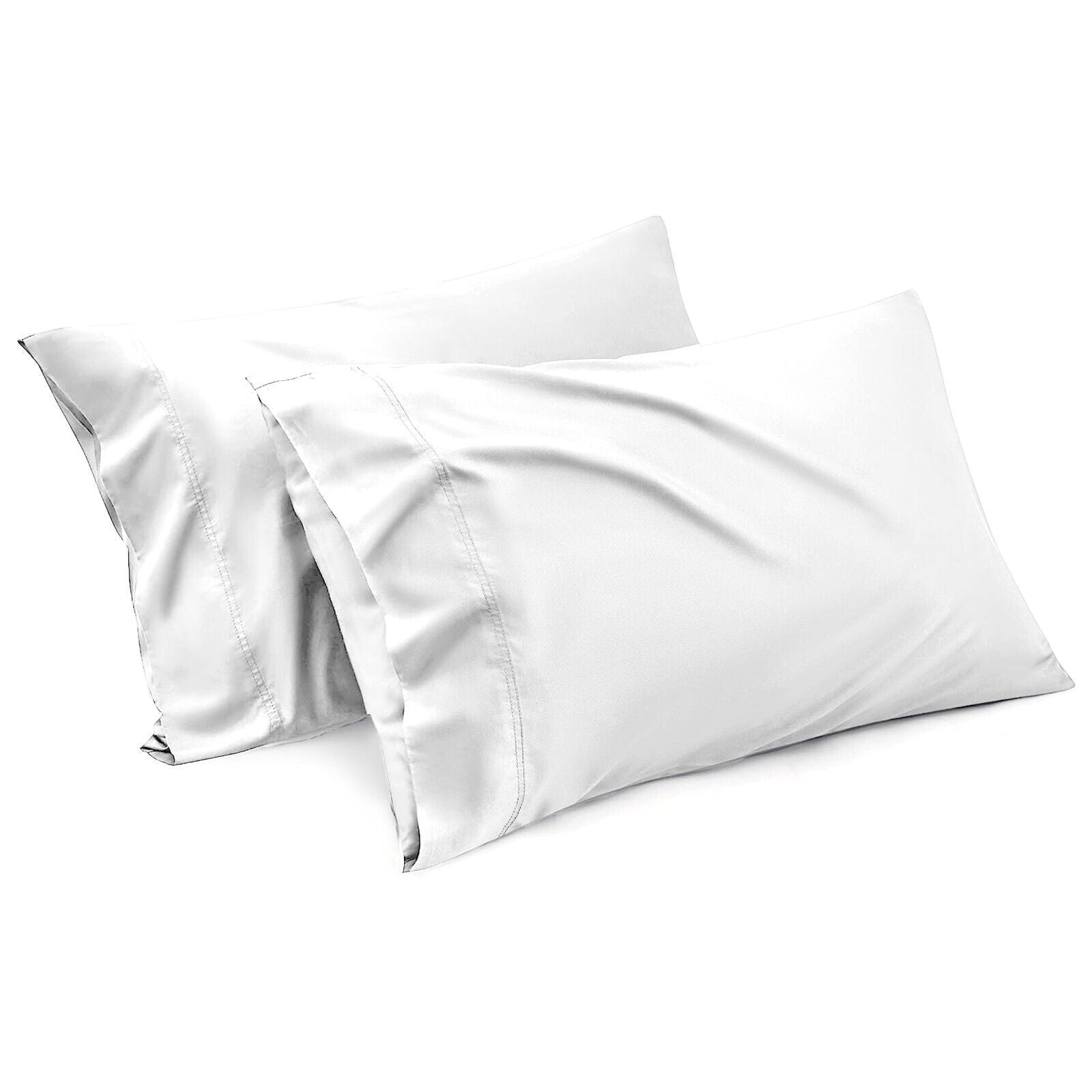 1000TC Ultra Soft Microfiber Pillowcases,Pair of Standard Pillow Covers,(White, Standard Size, 48x74 cm) V1317-QS9-AUST-Z-BAI
