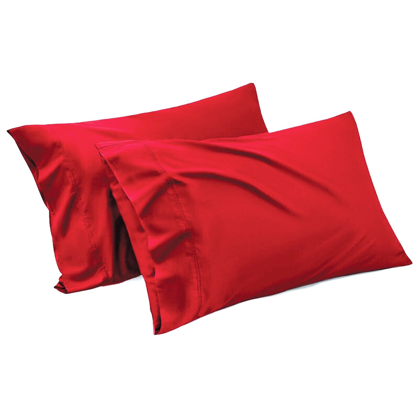 1000TC Ultra Soft Microfiber Pillowcases,Pair of Standard Pillow Covers,(red, Standard Size, 48x74 cm) V1317-QS9-AUST-Z-DH